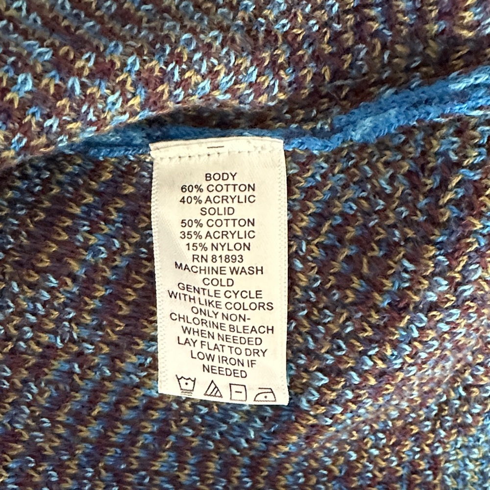 Isaac Mizrahi Blue and Brown Floral Button Down Sweater - Picture 3 of 3